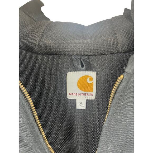 Carhartt Black Canvas Jacket Coat Embroidered John Deere Van Wall Mens L Tall - Picture 2 of 8